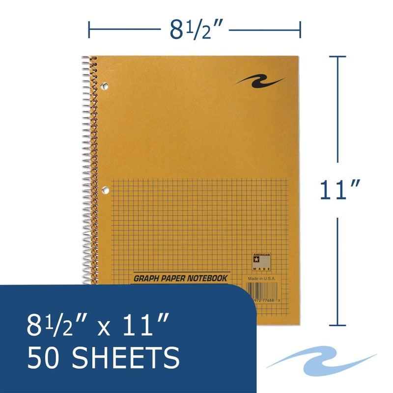 ROARING SPRING Wirebound Lab Notebook, 4x4 Grid Ruled, 11" x 8.5", 50 Sheets of 20 lb. White Paper, Brown Kraft Cover - Image 2